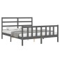 vidaXL Estructura de cama con cabecero madera maciza gris 160x200 cm