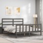 vidaXL Estructura de cama con cabecero madera maciza gris 160x200 cm