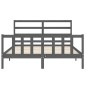 vidaXL Estructura de cama con cabecero madera maciza gris 160x200 cm