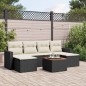 vidaXL Set de comedor de jardín 7 pzas y cojines ratán sintético negro