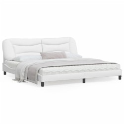 vidaXL Estructura cama con luces LED cuero sintético blanco 200x200 cm
