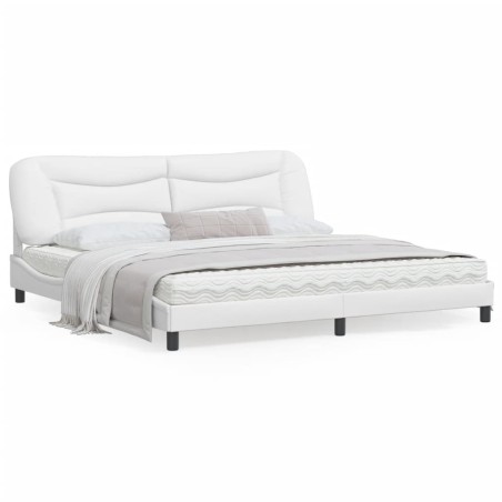vidaXL Estructura cama con luces LED cuero sintético blanco 200x200 cm