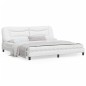 vidaXL Estructura cama con luces LED cuero sintético blanco 200x200 cm