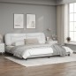 vidaXL Estructura cama con luces LED cuero sintético blanco 200x200 cm