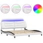 vidaXL Estructura cama con LED cuero sintético blanco negro 200x200 cm vidaXL Estructura cama con LED cuero sintético blanco negro 200x200 cm
