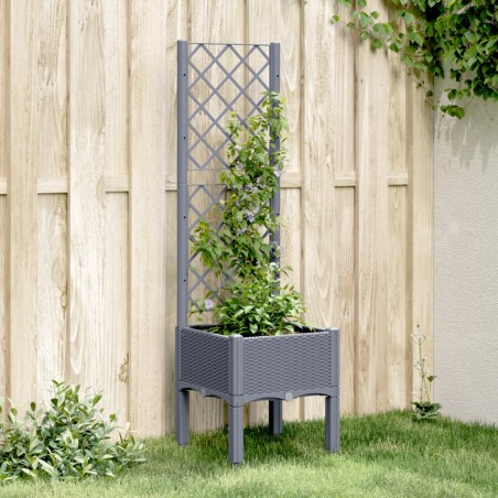 vidaXL Jardinera con enrejado PP gris 40x40x142 cm