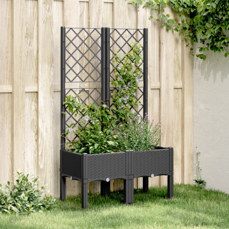 vidaXL Jardinera con enrejado PP negro 80x40x142 cm vidaXL Jardinera con enrejado PP negro 80x40x142 cm