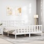 vidaXL Estructura de cama con cabecero madera maciza blanco 180x200 cm vidaXL Estructura de cama con cabecero madera maciza blanco 180x200 cm