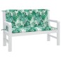 vidaXL Cojines banco jardín 2 uds tela estampado de hojas 120x50x7 cm vidaXL Cojines banco jardín 2 uds tela estampado de hojas 120x50x7 cm