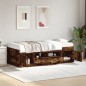 vidaXL Tumbona con cajones madera ingeniería roble ahumado 100x200 cm vidaXL Tumbona con cajones madera ingeniería roble ahumado 100x200 cm
