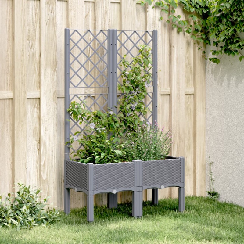 vidaXL Jardinera con enrejado PP gris 80x40x142 cm vidaXL Jardinera con enrejado PP gris 80x40x142 cm