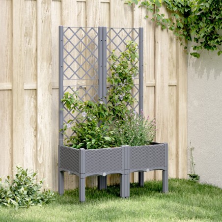 vidaXL Jardinera con enrejado PP gris 80x40x142 cm