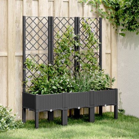 vidaXL Jardinera con enrejado PP negro 120x40x142 cm