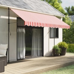 vidaXL Tela de repuesto de toldo rayas rojas y blancas 3,5x2,5 m