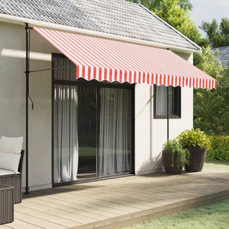 vidaXL Tela de repuesto de toldo rayas rojas y blancas 3,5x2,5 m