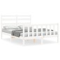 vidaXL Estructura de cama con cabecero madera maciza blanco 140x190 cm vidaXL Estructura de cama con cabecero madera maciza blanco 140x190 cm