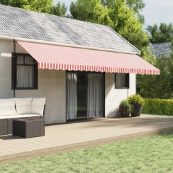 vidaXL Tela de repuesto de toldo rayas rojas y blancas 6x3 m