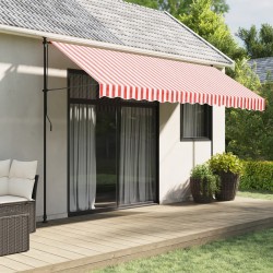 vidaXL Tela de repuesto de toldo rayas rojas y blancas 4x3,5 m