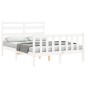 vidaXL Estructura de cama con cabecero madera maciza blanco 140x190 cm vidaXL Estructura de cama con cabecero madera maciza blanco 140x190 cm