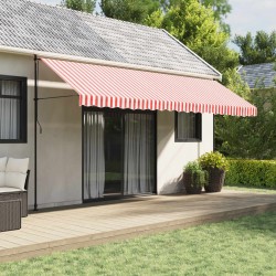 vidaXL Tela de repuesto de toldo rayas rojas y blancas 5x3 m