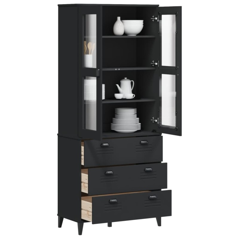vidaXL Aparador alto VIKEN madera maciza de pino negro 80x40x190 cm