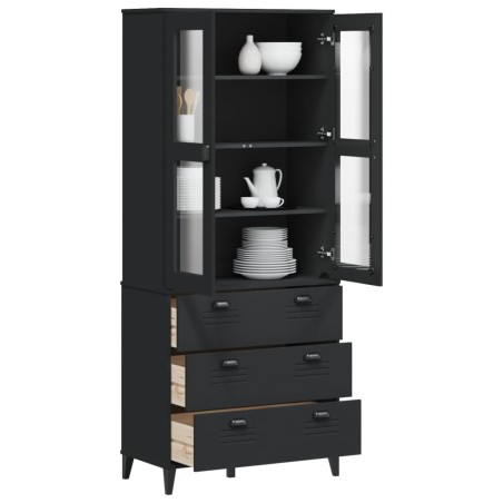 vidaXL Aparador alto VIKEN madera maciza de pino negro 80x40x190 cm