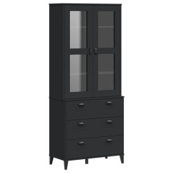 vidaXL Aparador alto VIKEN madera maciza de pino negro 80x40x190 cm