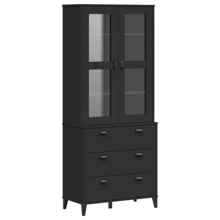 vidaXL Aparador alto VIKEN madera maciza de pino negro 80x40x190 cm