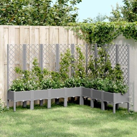 vidaXL Jardinera con enrejado PP gris claro 200x160x142 cm