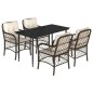 vidaXL Set comedor de jardín 5 piezas y cojines ratán sintético marrón