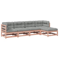 vidaXL Set de sofás jardín 5 pzas con cojines madera abeto Douglas
