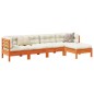 vidaXL Set de sofás jardín 5 pzas con cojines madera pino marrón cera vidaXL Set de sofás jardín 5 pzas con cojines madera pino marrón cera