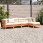 vidaXL Set de sofás jardín 5 pzas con cojines madera pino marrón cera vidaXL Set de sofás jardín 5 pzas con cojines madera pino marrón cera