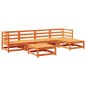 vidaXL Juego de sofás de jardín 6 pzas madera maciza pino marrón cera vidaXL Juego de sofás de jardín 6 pzas madera maciza pino marrón cera