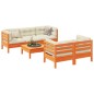 vidaXL Set de sofás jardín 6 pzas con cojines madera pino marrón cera vidaXL Set de sofás jardín 6 pzas con cojines madera pino marrón cera