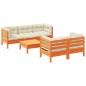 vidaXL Set de sofás jardín 6 pzas con cojines madera pino marrón cera vidaXL Set de sofás jardín 6 pzas con cojines madera pino marrón cera