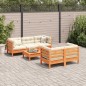 vidaXL Set de sofás jardín 6 pzas con cojines madera pino marrón cera vidaXL Set de sofás jardín 6 pzas con cojines madera pino marrón cera