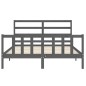 vidaXL Estructura de cama matrimonio con cabecero madera maciza gris