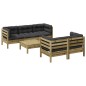 vidaXL Juego de sofás jardín 6 pzas con cojines madera pino impregnada vidaXL Juego de sofás jardín 6 pzas con cojines madera pino impregnada
