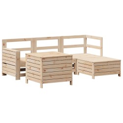 vidaXL Juego de sofás de jardín 5 piezas madera maciza de pino