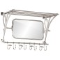 vidaXL Soporte de equipaje con perchas y espejo de pared aluminio vidaXL Soporte de equipaje con perchas y espejo de pared aluminio