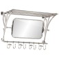 vidaXL Soporte de equipaje con perchas y espejo de pared aluminio vidaXL Soporte de equipaje con perchas y espejo de pared aluminio