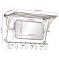 vidaXL Soporte de equipaje con perchas y espejo de pared aluminio vidaXL Soporte de equipaje con perchas y espejo de pared aluminio