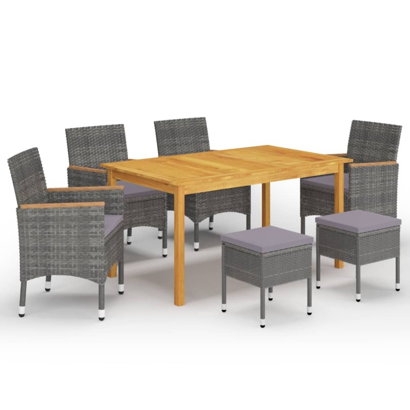 vidaXL Juego de comedor de jardín de 7 piezas gris vidaXL Juego de comedor de jardín de 7 piezas gris