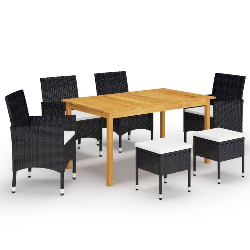 vidaXL Juego de comedor de jardín de 7 piezas negro vidaXL Juego de comedor de jardín de 7 piezas negro