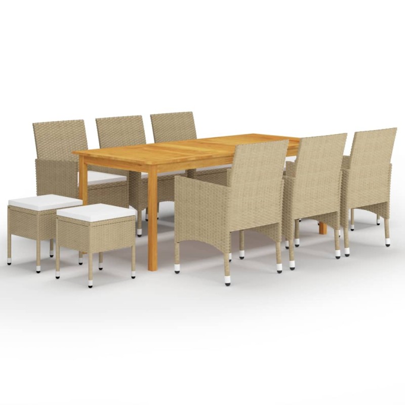 vidaXL Juego de comedor de jardín de 11 piezas beige vidaXL Juego de comedor de jardín de 11 piezas beige