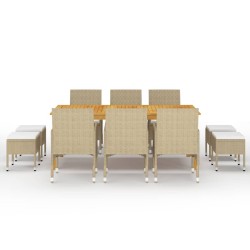 vidaXL Juego de comedor de jardín de 11 piezas beige