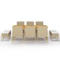 vidaXL Juego de comedor de jardín de 11 piezas beige vidaXL Juego de comedor de jardín de 11 piezas beige