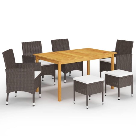 vidaXL Juego de comedor de jardín de 7 piezas marrón