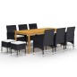 vidaXL Juego de comedor de jardín de 11 piezas negro vidaXL Juego de comedor de jardín de 11 piezas negro